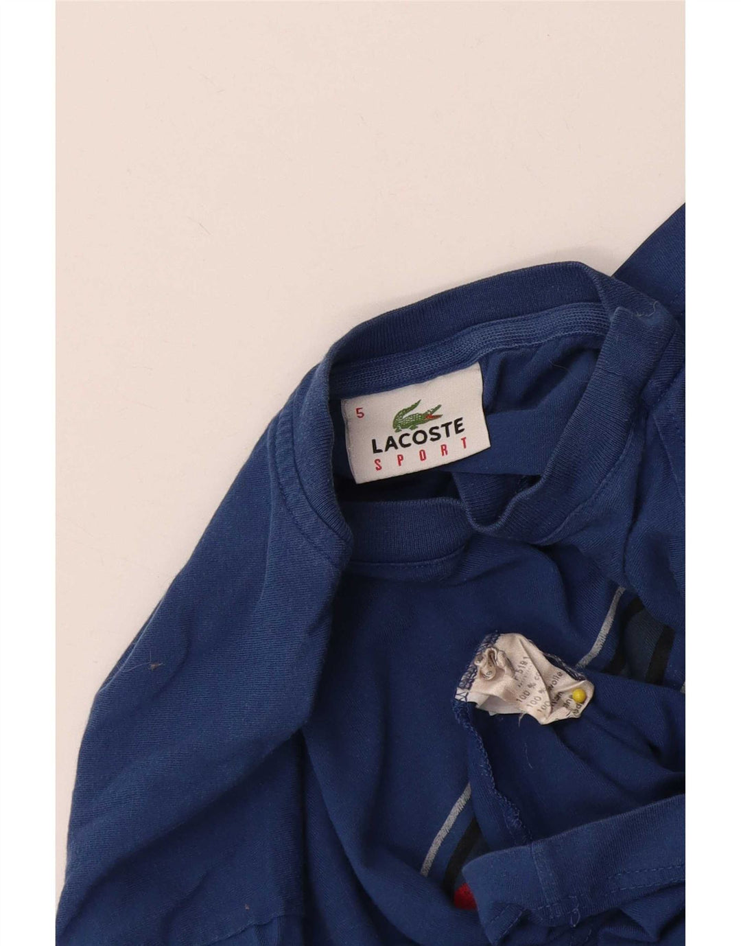 Lacoste Herre Grafisk T-Shirt Top Størrelse 5 Stor Blå Bomuld