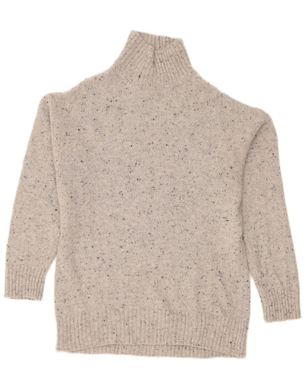 Zara Dame Oversized Turtle Neck Jumper Sweater UK 10 Small Grey Flecked