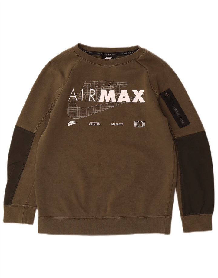 Nike Boys Air Max Sweatshirt Jumper 8-9 år Small Khaki Colourblock