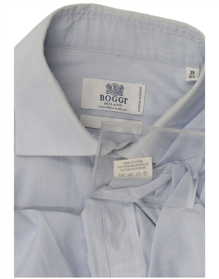 Boggi Milano Herreskjorte Str. 38 15 1/2 Medium Blå Bomuld
