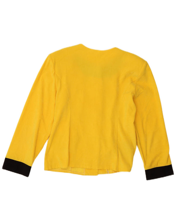 Carlo Comberti Womens 5 Button Blazer Jacket UK 14 Large Yellow Colourblock