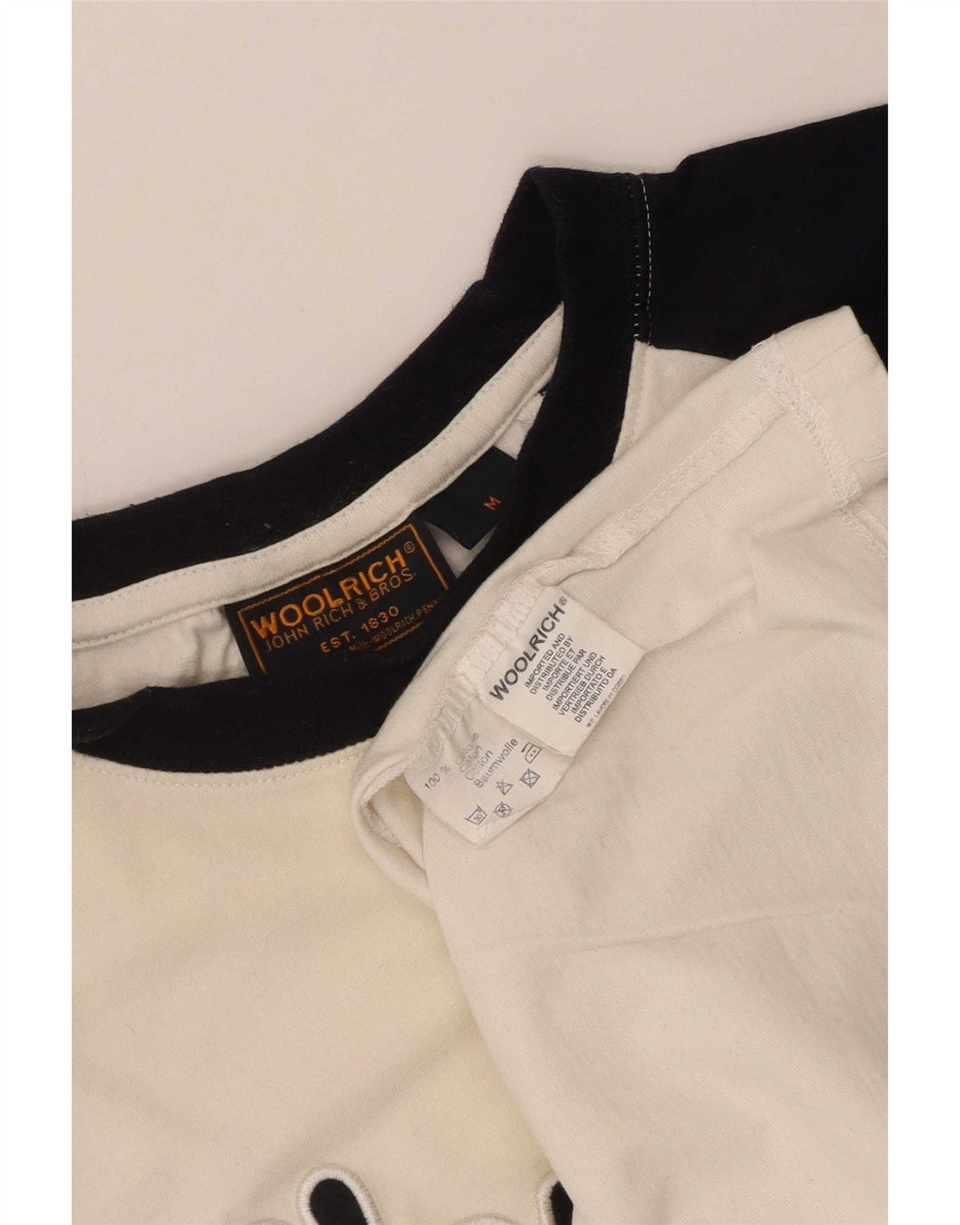 Woolrich Herre grafisk T-shirt Top Medium White Colourblock Bomuld