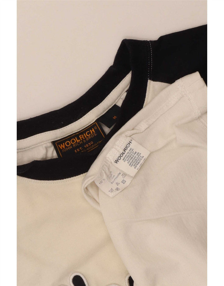 Woolrich Herre grafisk T-shirt Top Medium White Colourblock Bomuld