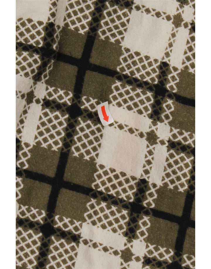 VINTAGE Sherpa-jakke til kvinder UK 16 Stor grøn ternet