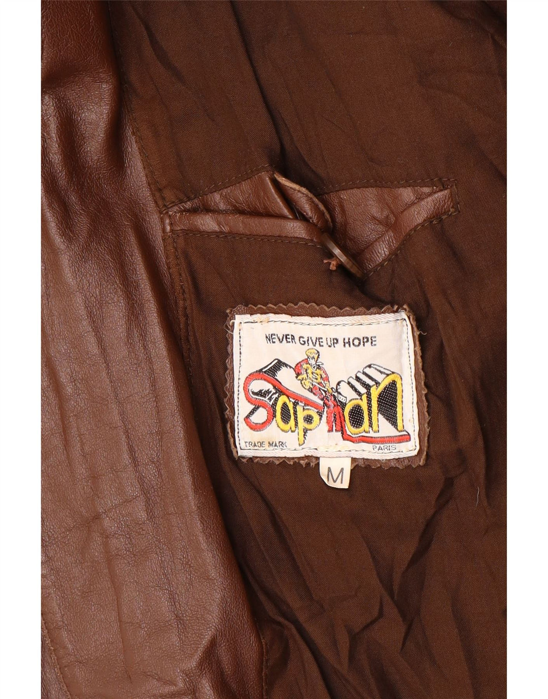 VINTAGE Herre læderjakke UK 38 Medium Brun