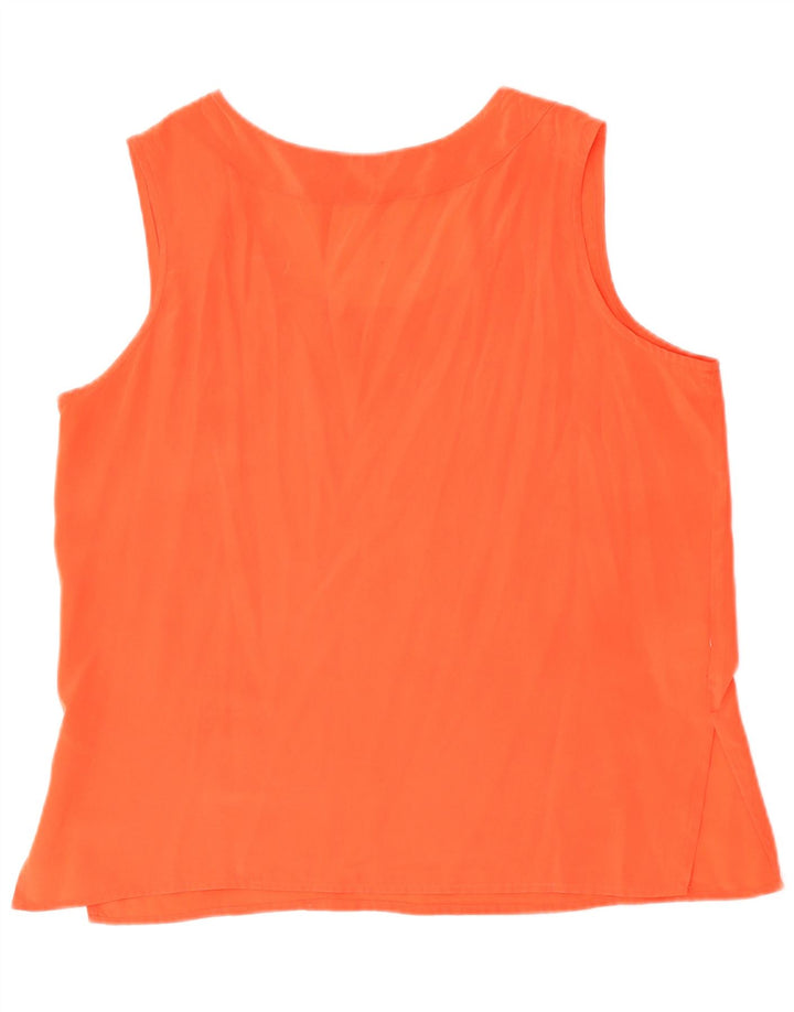 Vintage Dame ærmeløs bluse Top UK 14 Large Orange