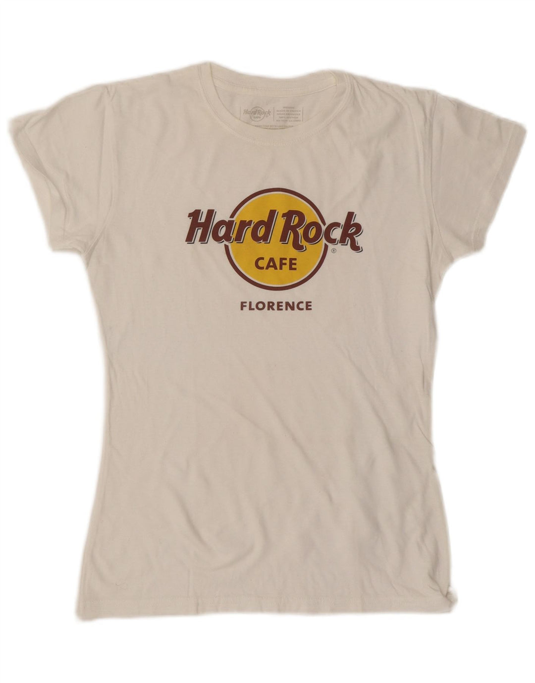 HARD ROCK CAFE Dame Florence Grafisk T-Shirt Top UK 12 Medium White
