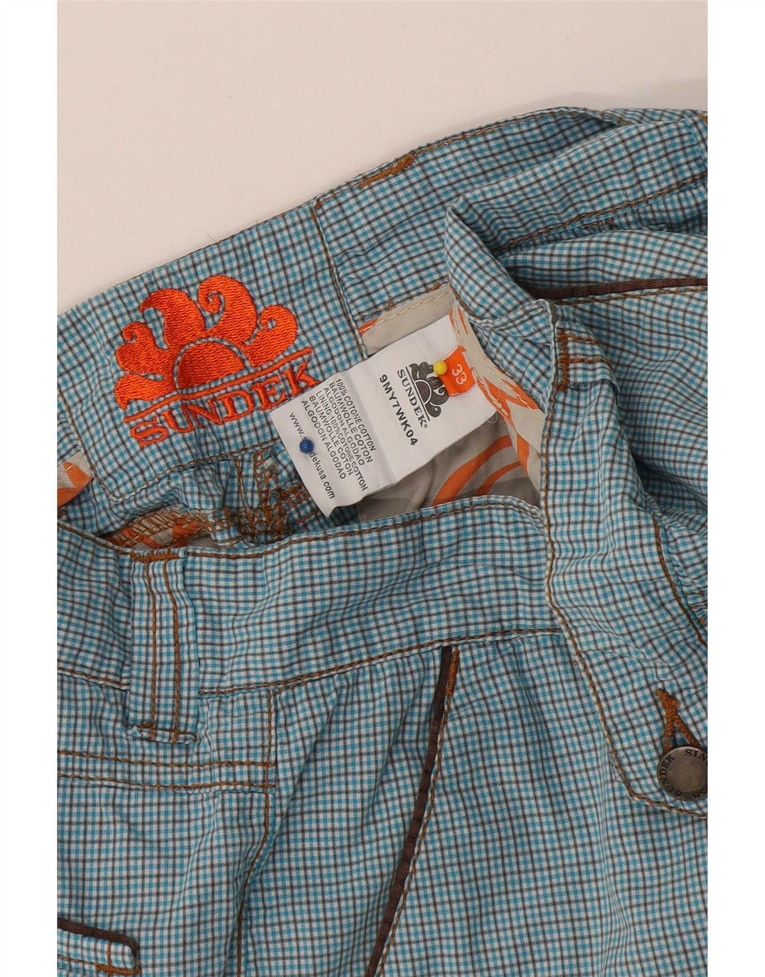 Sundek Herre Chino Shorts W33 Stor Blå Ternet Bomuld