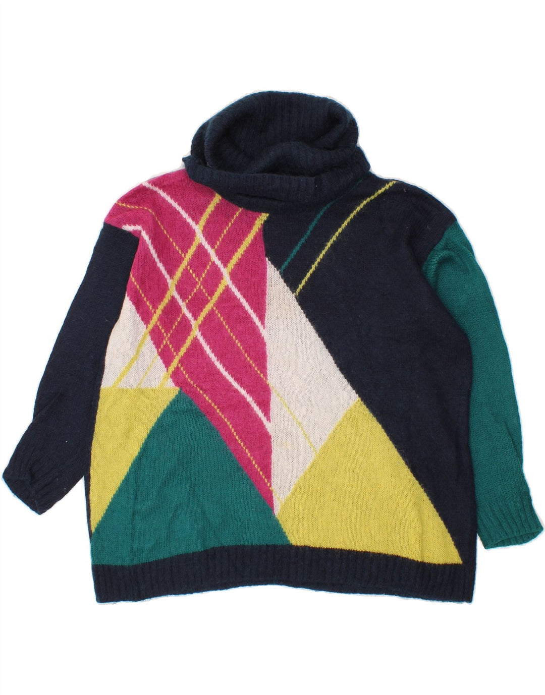 BENETTON Dame Rullehals Sweater UK 14 Medium Navy Blue
