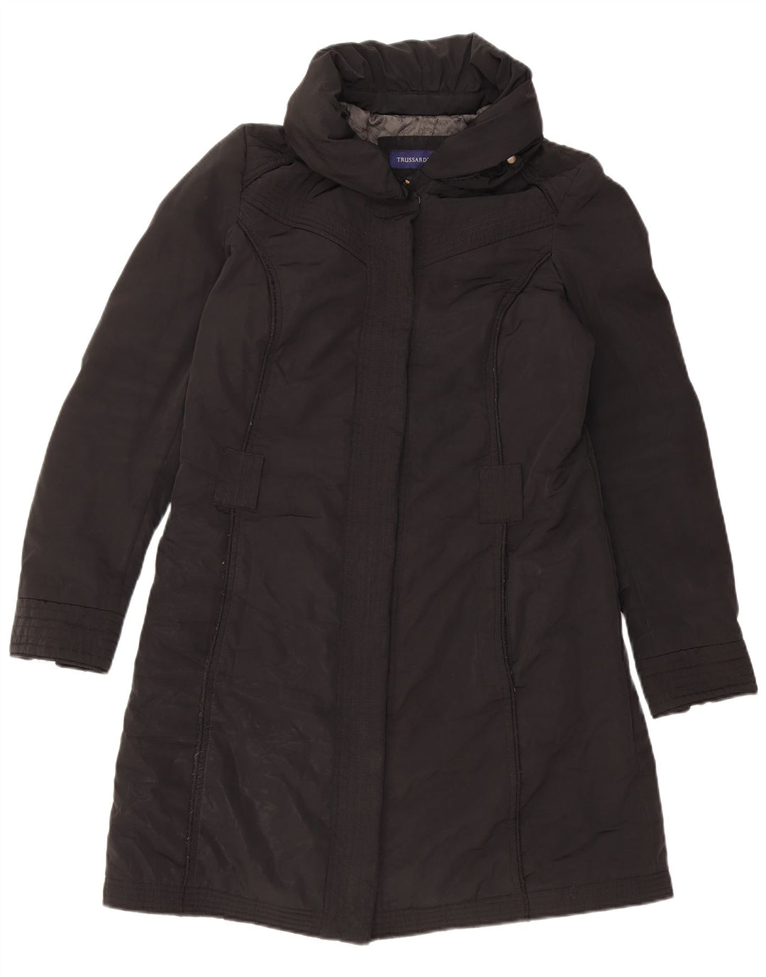 TRUSSARDI JEANS Dame Windbreaker Frakke IT 44 Medium Sort Polyester