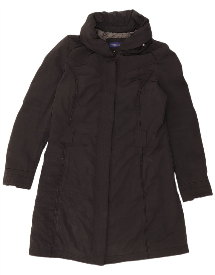 TRUSSARDI JEANS Dame Windbreaker Frakke IT 44 Medium Sort Polyester