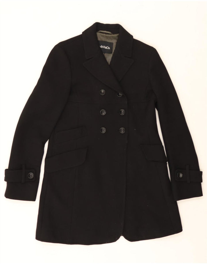 MAX & CO. Womens Double Breasted Coat UK 8 Small Black Wool Vintage Max & Co. and Second-Hand Max & Co. from Messina Hembry 