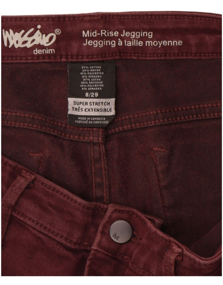 MOSSIMO Dame Mid Rise Jegging Jeans US 8 Medium W29 L28 Maroon Bomuld