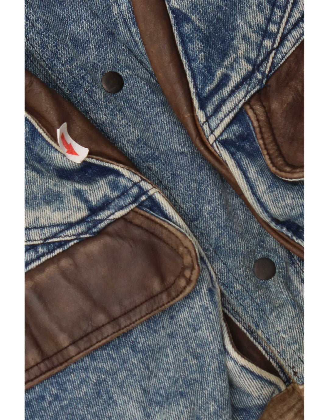 Vintage herre vendbar denimjakke IT 50 Stort blåt læder