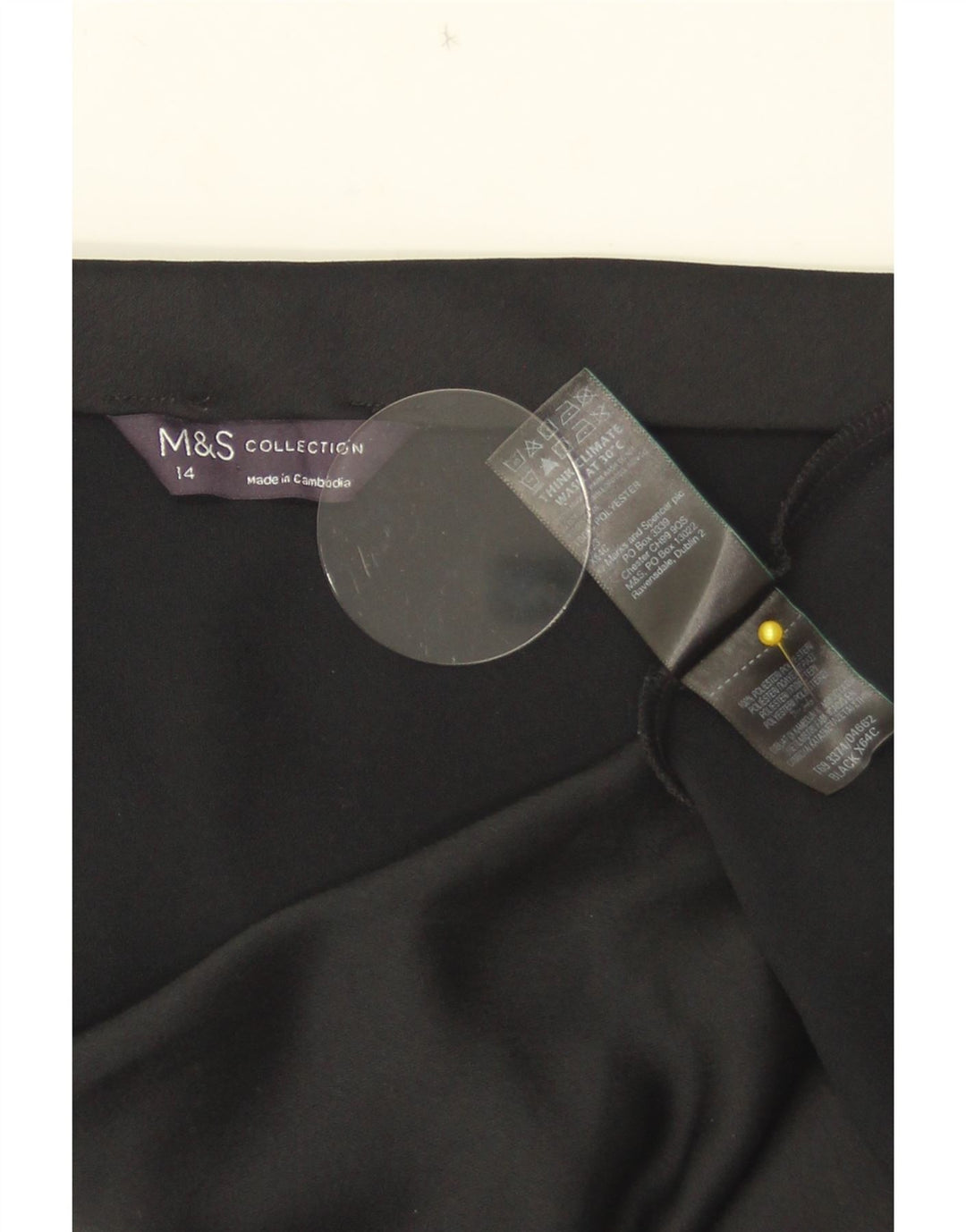 Marks & Spencer A-line nederdel til kvinder UK 14 Large W33 Black Polyester