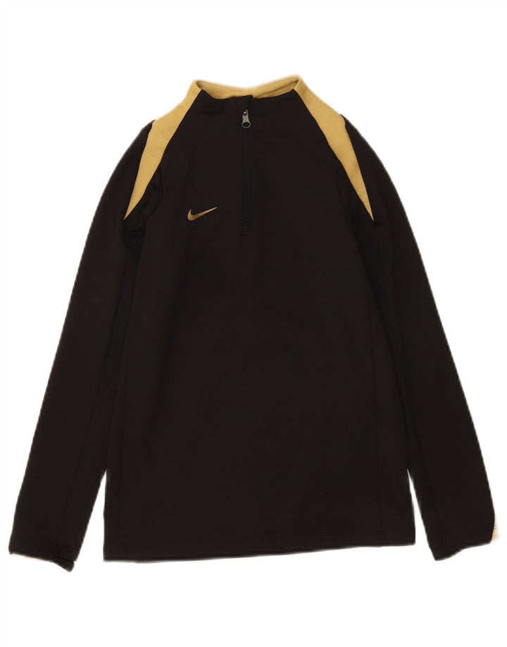 Nike Boys Dri Fit Pullover med lynlås-hals Træningsdragt Top 8-9 år Lille Sort