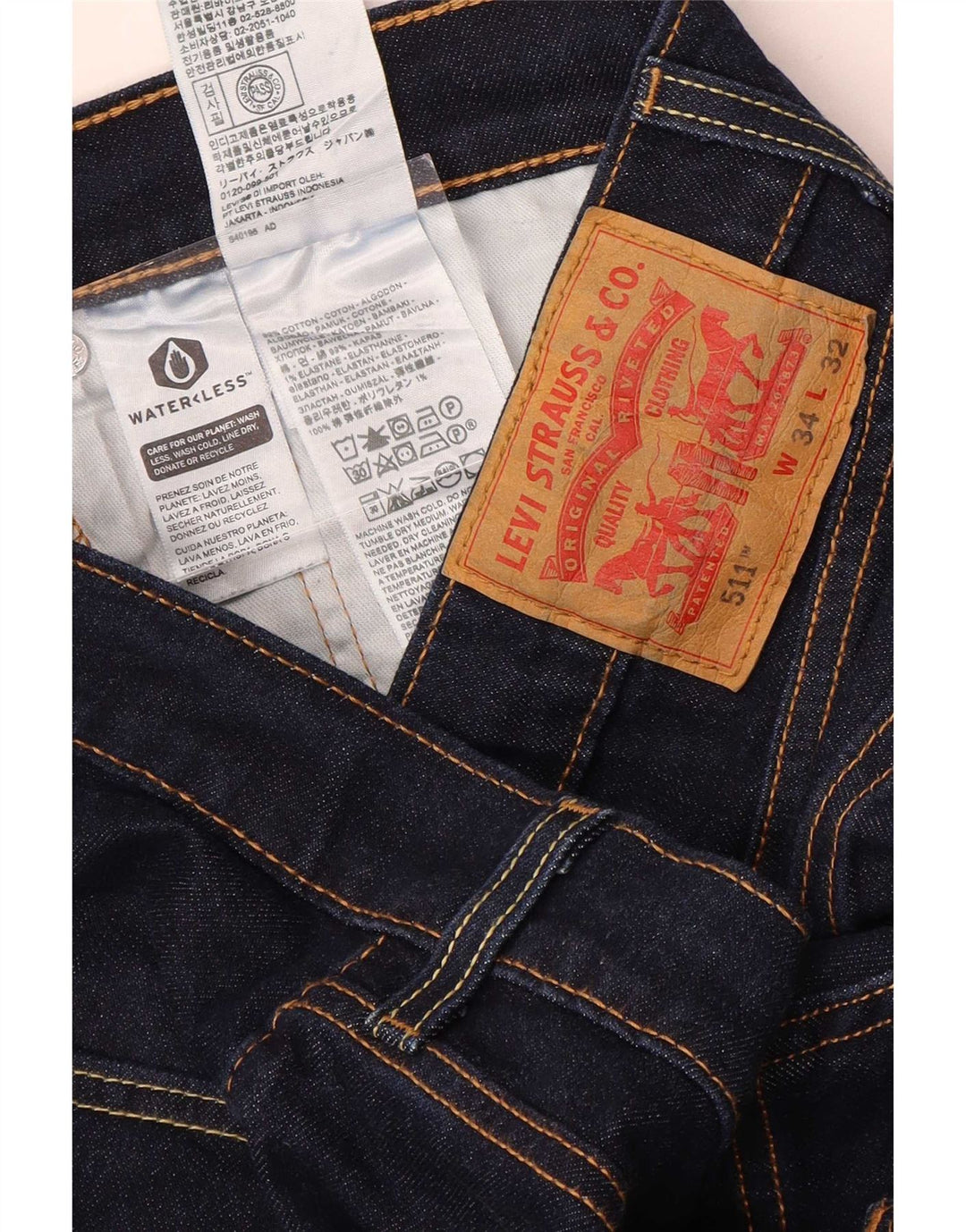 Levi's Herre 511 Slim Jeans W34 L32 Marineblå Bomuld