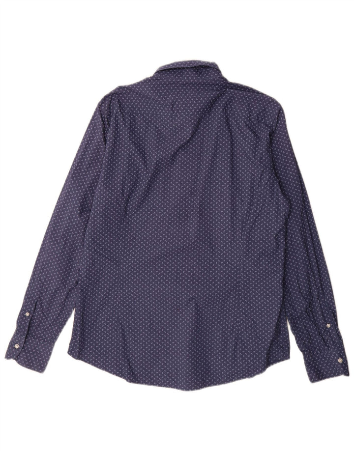 Zara Herreskjorte Large Navy Blue Floral