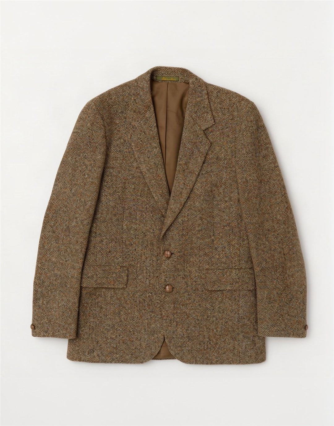 Harris Tweed Herre 2 Button Blazer Jacket UK 36 Small Khaki Wool