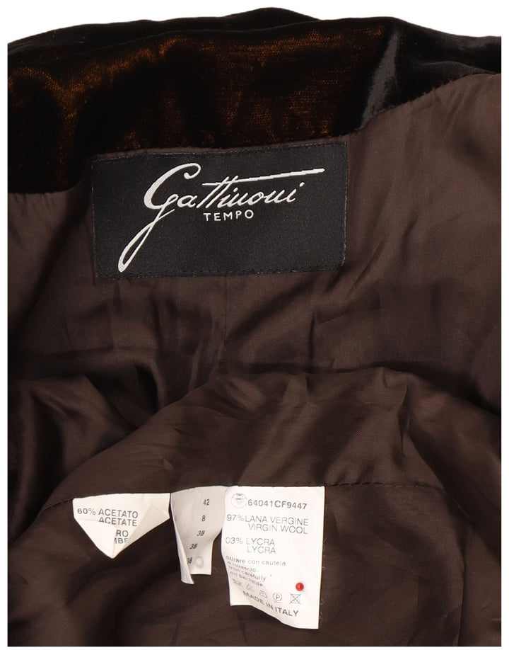 GATTINONI Womens Hooded Blazer Jacket IT 42 Medium Brown Animal Print