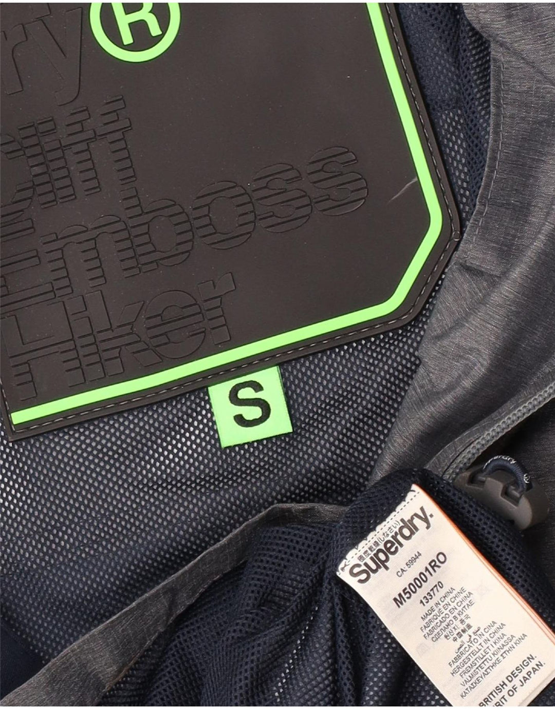 Superdry Regnjakke med hætte til mænd UK 36 Lille grå nylon