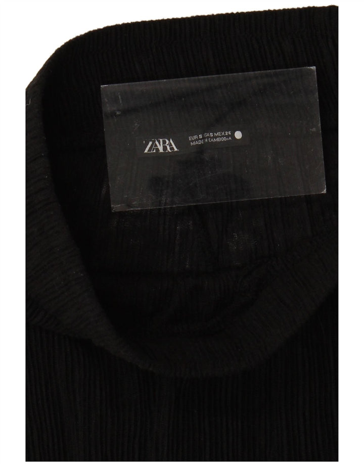 Zara Dame Se Through Wide Leg Bukser Small W24 L31 Sort