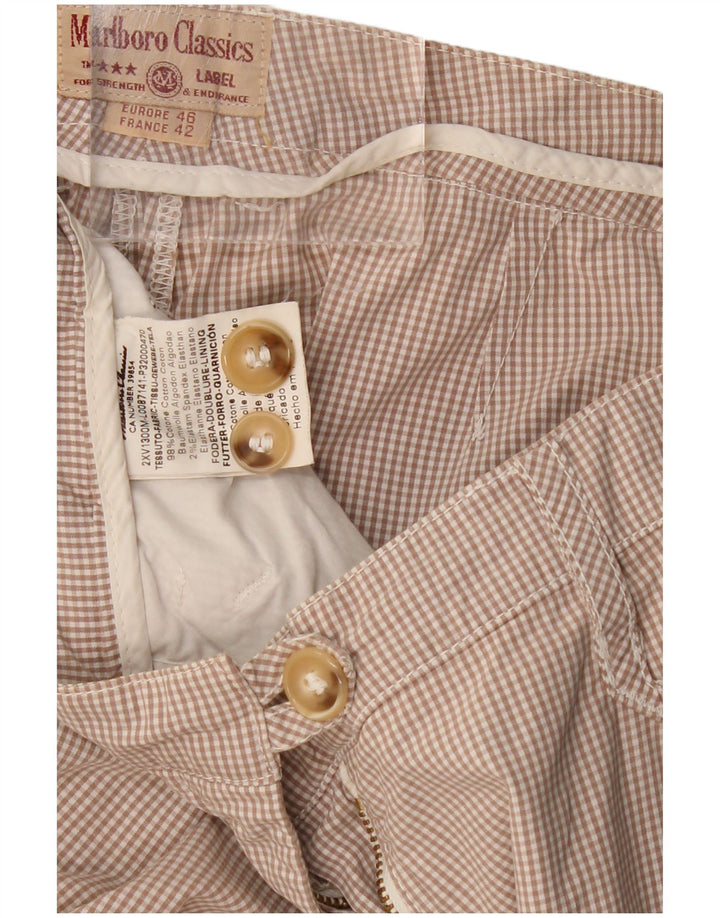 MARLBORO CLASSICS Cropped bukser til kvinder EU 46 XL W32 L23 Beige ternet