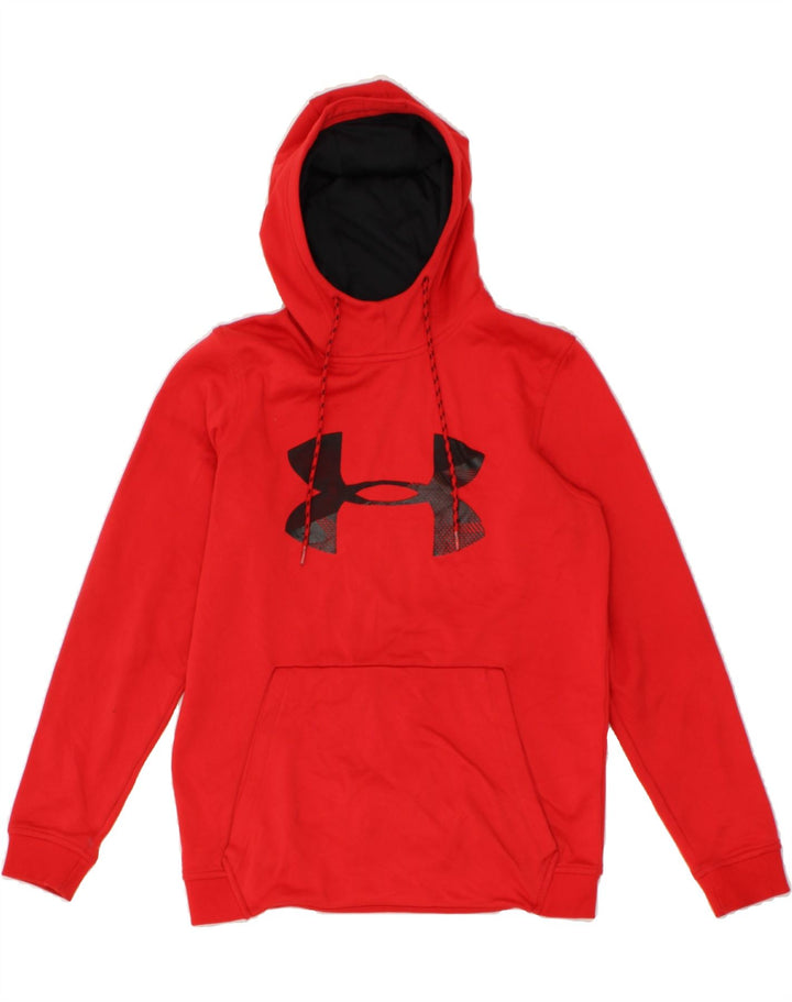 UNDER ARMOUR Mens Graphic Hoodie Jumper Small Red Polyester Vintage Under Armour and Second-Hand Under Armour from Messina Hembry 