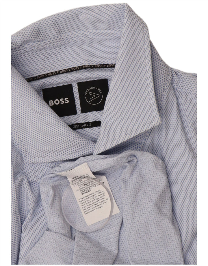 HUGO BOSS Herre Regular Fit skjorte Stor blå plettet polyester