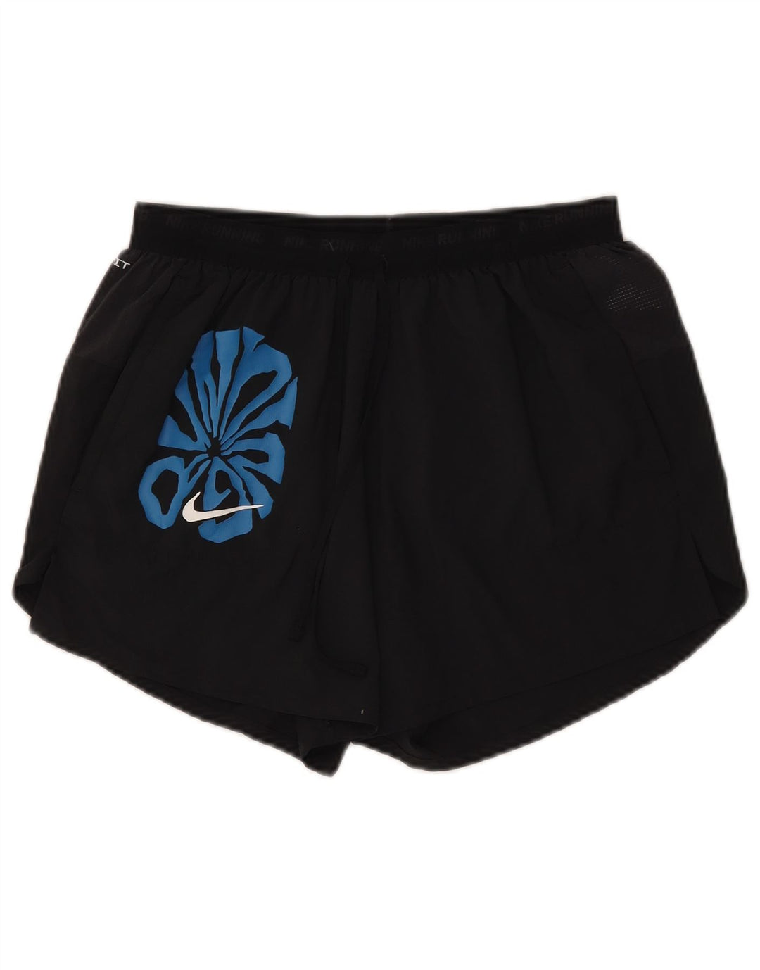 Nike Dame Dri Fit grafiske sportsshorts UK 14 Medium Sort Polyester