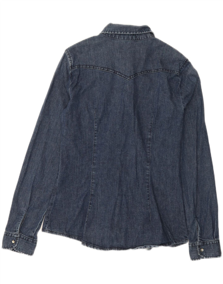 Sisley Dame Denim Shirt UK 10 Small Navy Blue