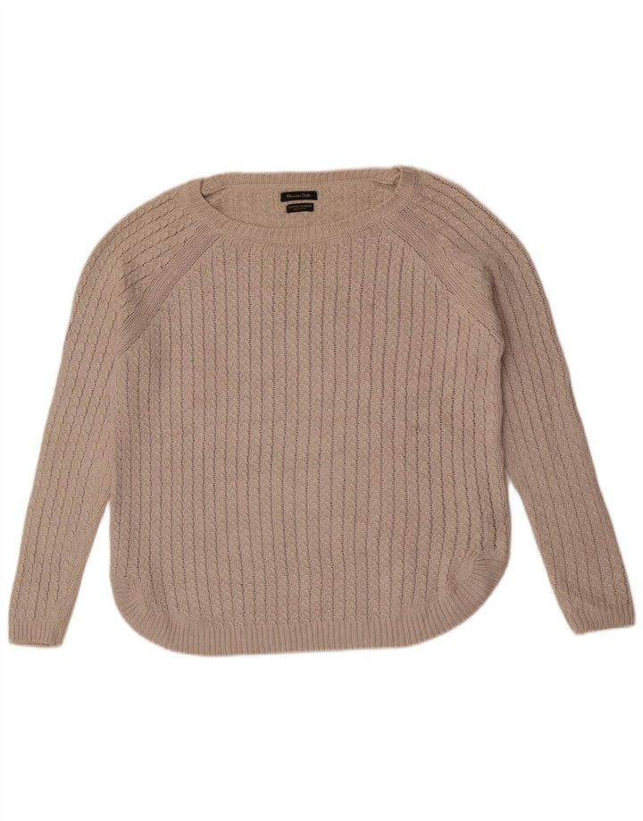 Massimo Dutti Dame Boat Neck Jumper Sweater UK 14 Medium Grey Bomuld