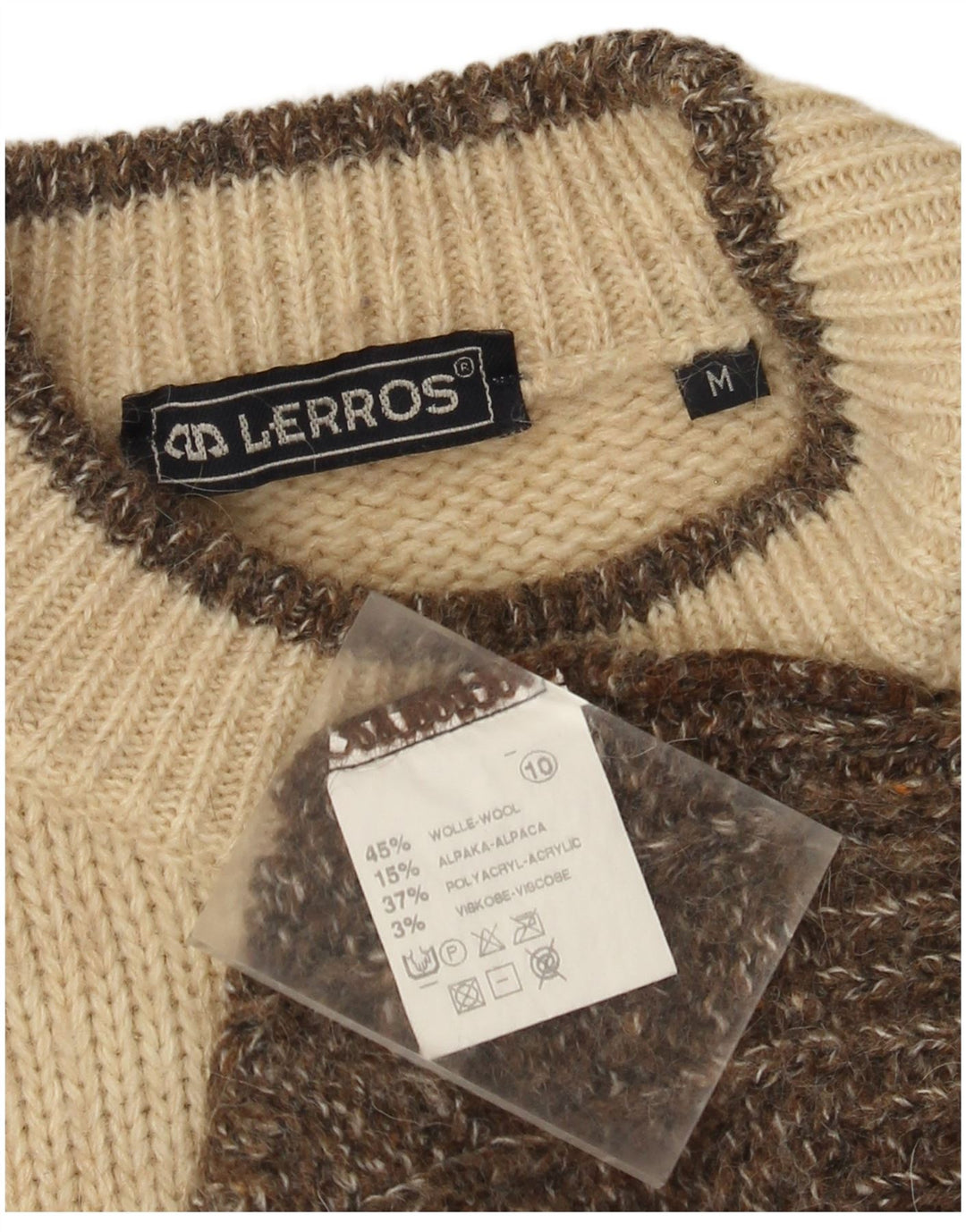 Lerros Herre trøjetrøje med rund hals Medium Brun Fair Isle Wool