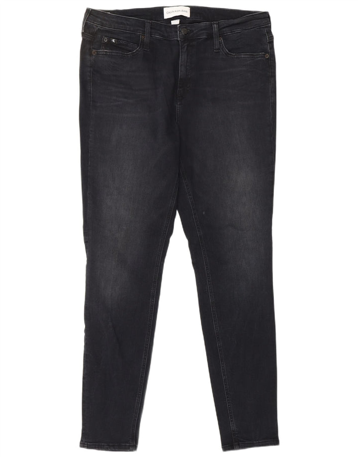 CALVIN KLEIN Dame Skinny Jeans W33 L32 Sort Bomuld