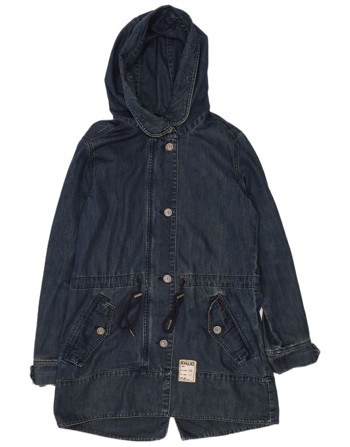KHUJO Dame Hooded Duffel Coat UK 14 Medium Navy Blue Bomuld