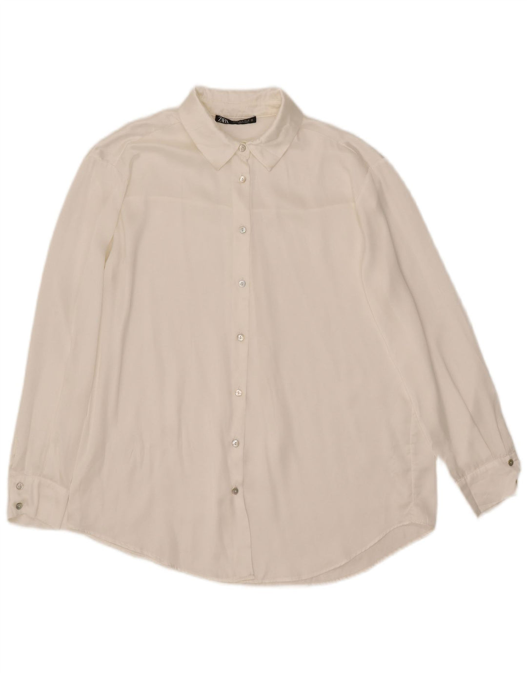 Zara skjortebluse til kvinder UK 14 Medium White Silke