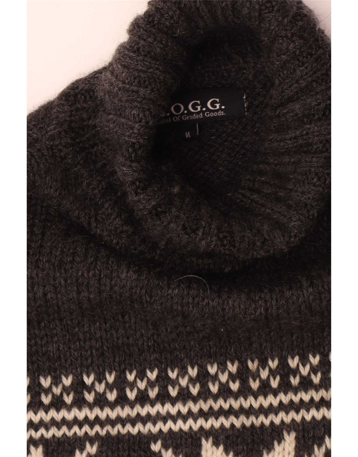 L.O.G.G Herre rullehals sweater Medium Grey Fair Isle Wool