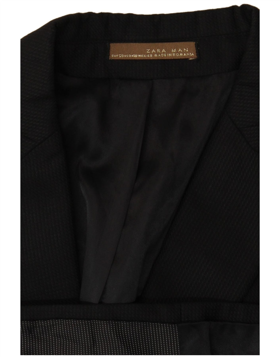 Zara Herre 2-knaps blazerjakke EU 50 Medium Sort nålestribe