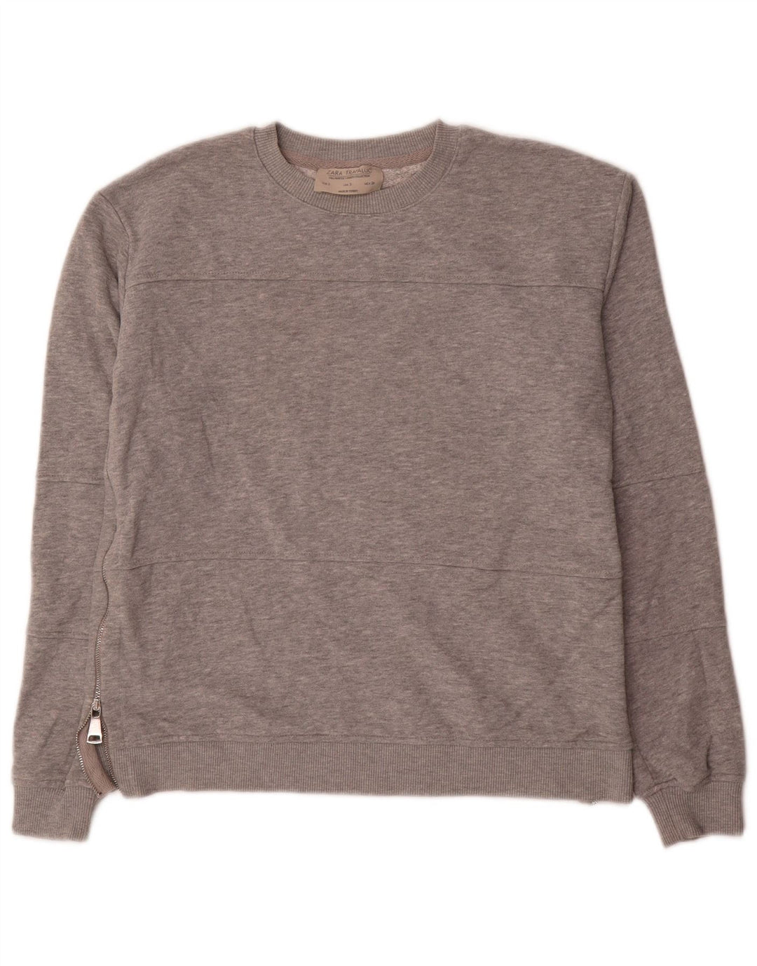 Zara Dame Trafaluc Oversized Sweatshirt Jumper UK 10 Small Grey Flecked