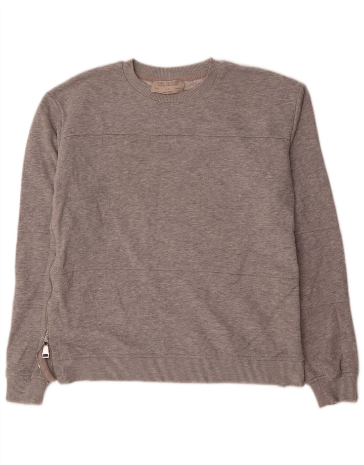 Zara Dame Trafaluc Oversized Sweatshirt Jumper UK 10 Small Grey Flecked