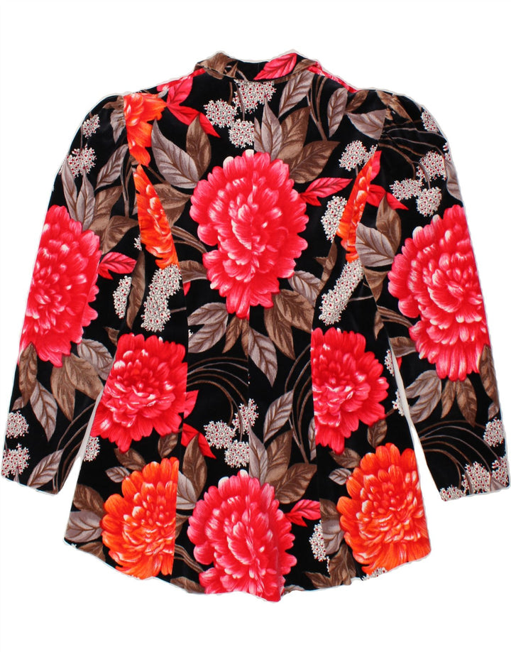 VINTAGE Womens 1 Button Blazer Jacket UK 14 Medium Pink Floral Vintage Vintage and Second-Hand Vintage from Messina Hembry 