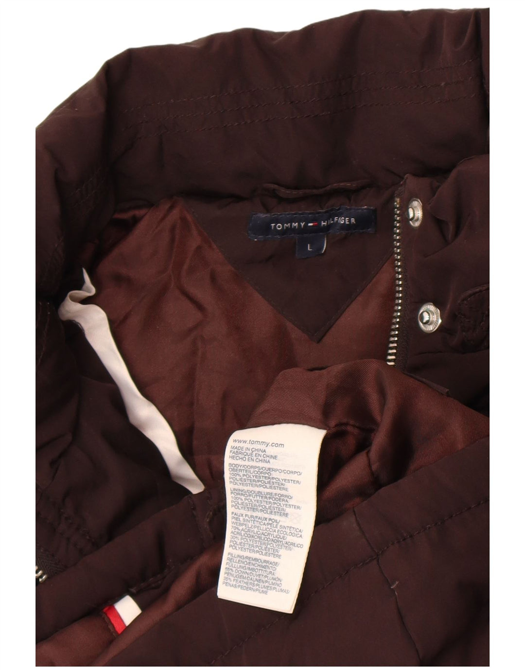 Tommy Hilfiger Dame Polstret Gilet UK 14 Stor Brun Polyester