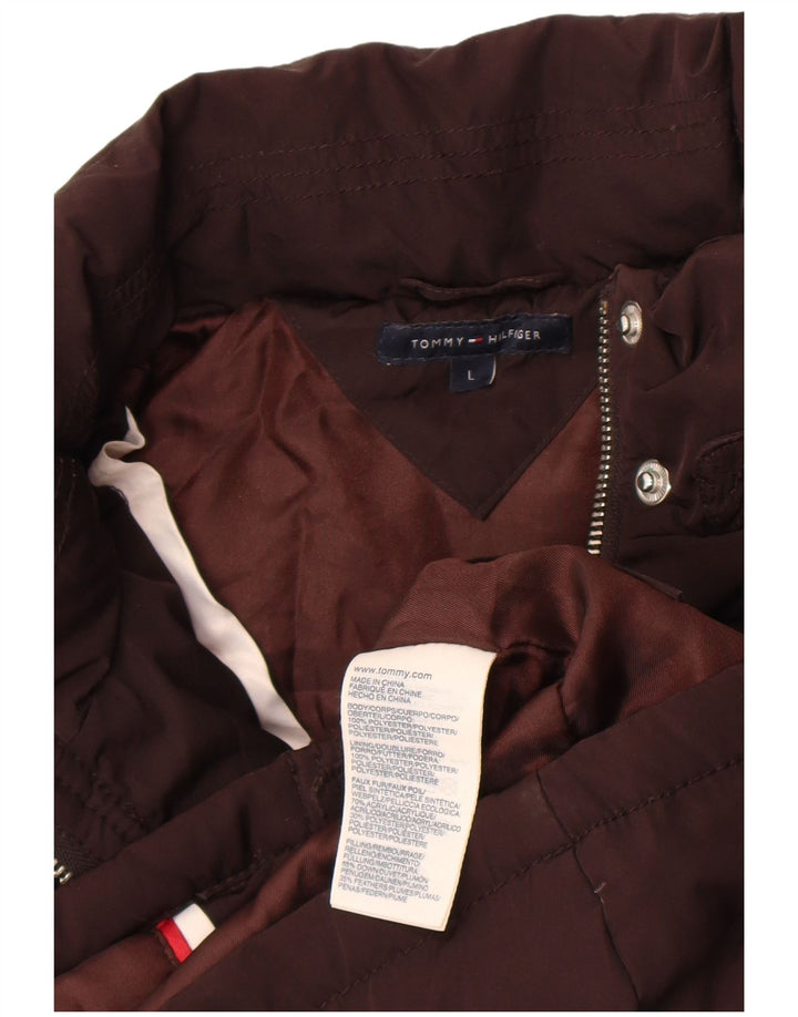 Tommy Hilfiger Dame Polstret Gilet UK 14 Stor Brun Polyester