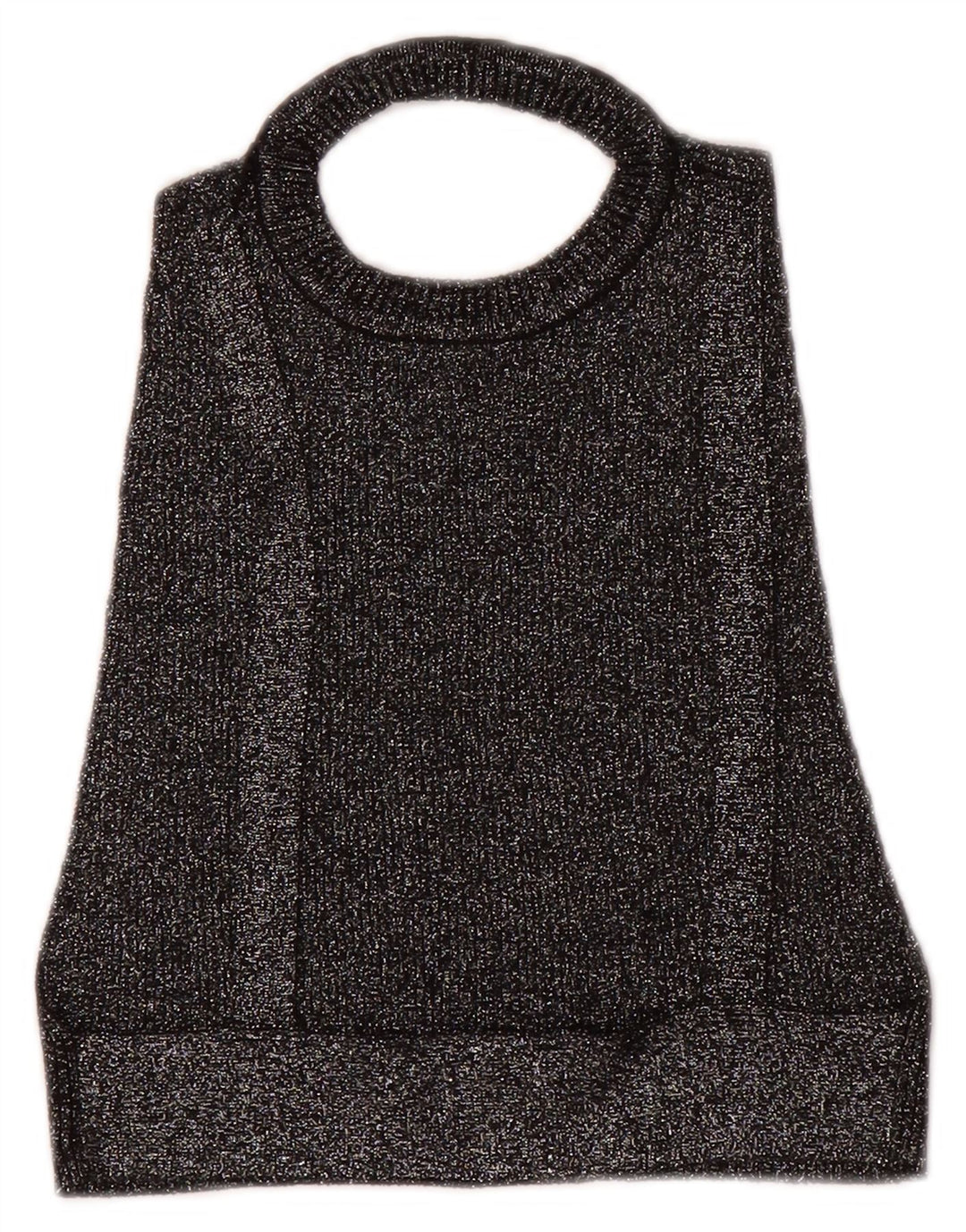 Zara Womens Crop Halter Top UK 12 Medium Black Flecked