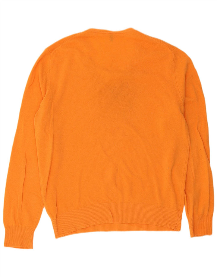 Benetton Herre V-hals sweater XL Orange Virgin Wool