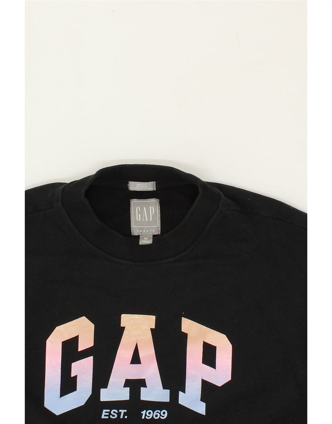 GAP Womens Graphic Short Sleeve Sweatshirt Jumper UK 14 Medium Black Vintage Gap and Second-Hand Gap from Messina Hembry 