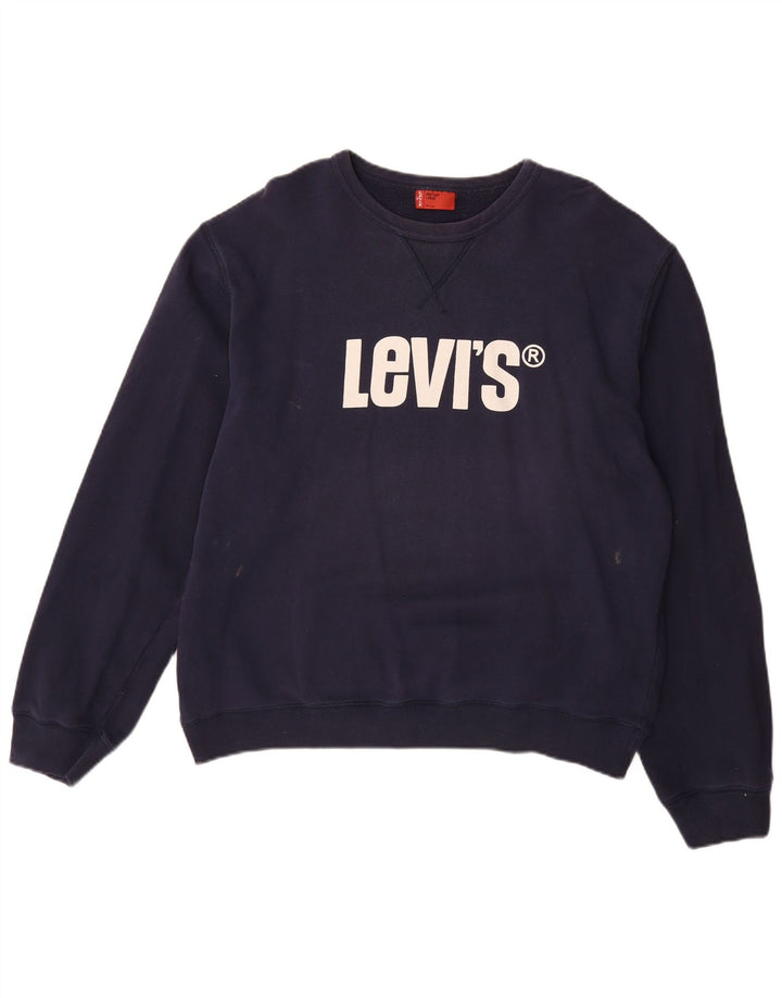 LEVI'S Grafisk sweatshirt til mænd, stor marineblå bomuld