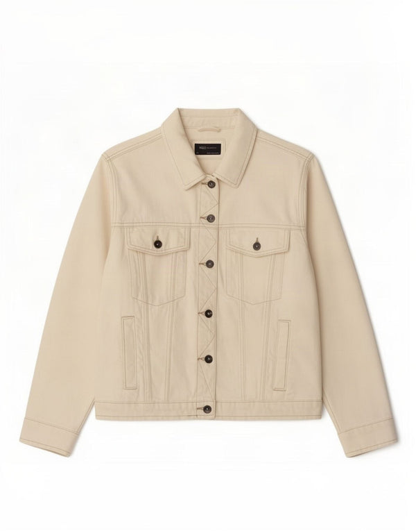 Marks & Spencer Dame denimjakke UK 24 4XL Off White Bomuld