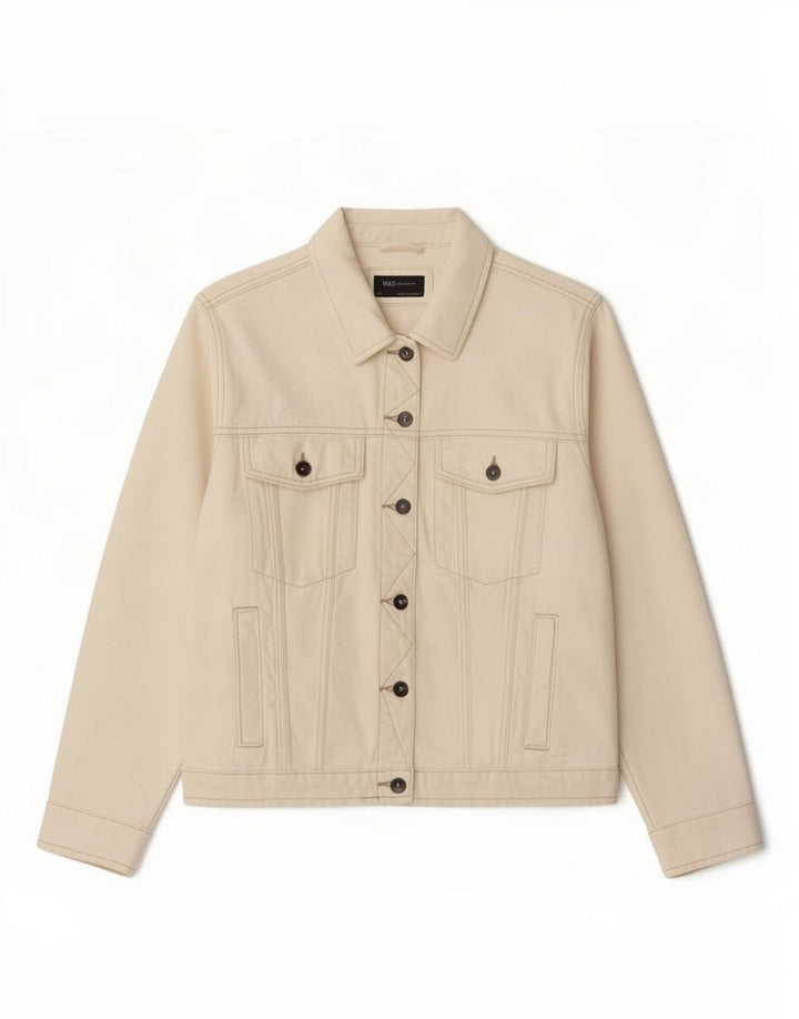 Marks & Spencer Dame denimjakke UK 24 4XL Off White Bomuld