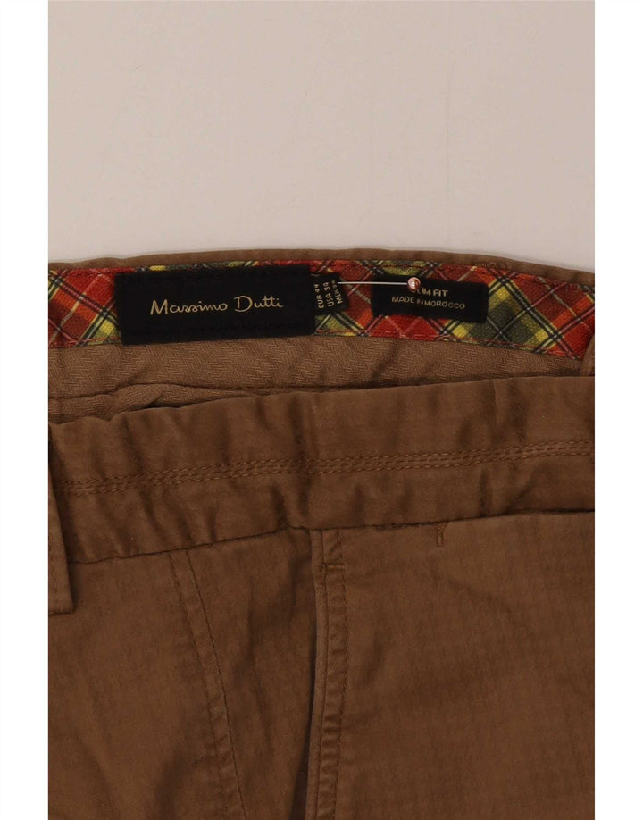 Massimo Dutti Herre Cargo Chino Bukser EU 44 Large W34 L33 Brun Check